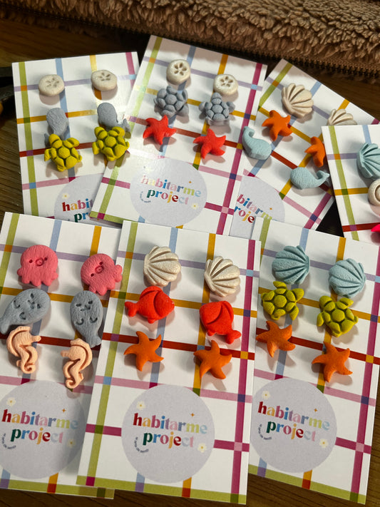 Pack pendientes mini "Recuerdos del mar" (3 pares)