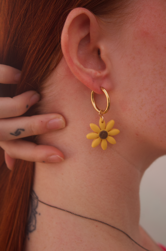 Pendientes charm "Girasoles clásicos"