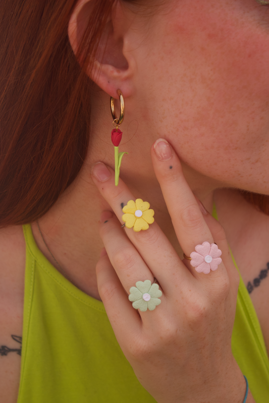 Pendientes charm "Siempre tulipanes"
